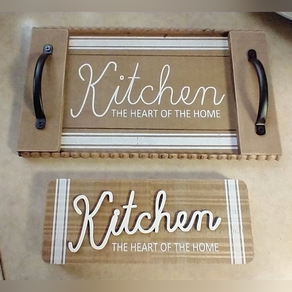 The Heart Of Home Kitchen Serving Tray + Matching Sign Rustic